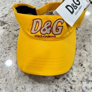 Dolce & Gabbana D & G Yellow visor embroidered red white with tags attached
